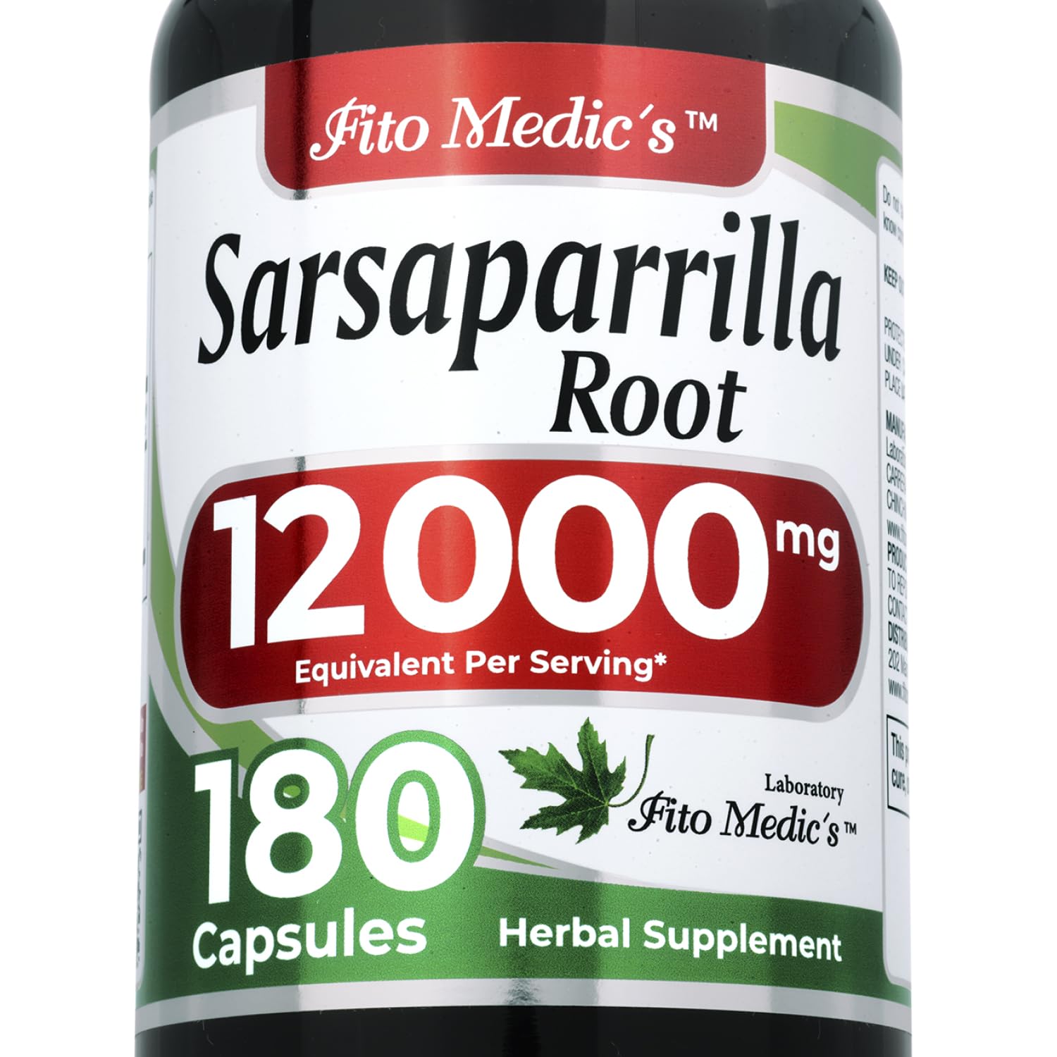 FITO MEDIC'S Sarsaparrilla Herbal Supplement 600mg 180 Capsules front view