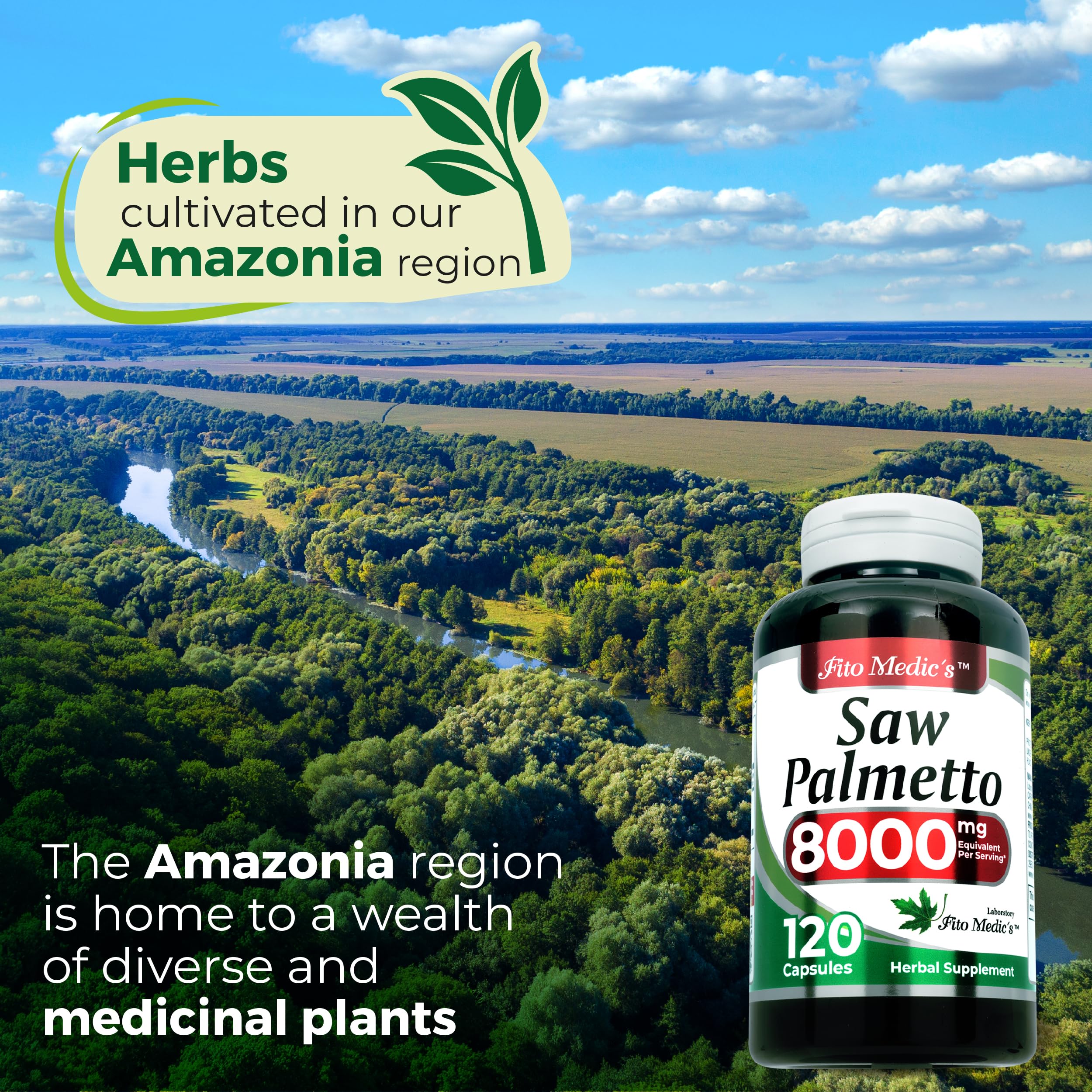 FITO MEDIC'S Saw Palmetto Capsules on a wooden table