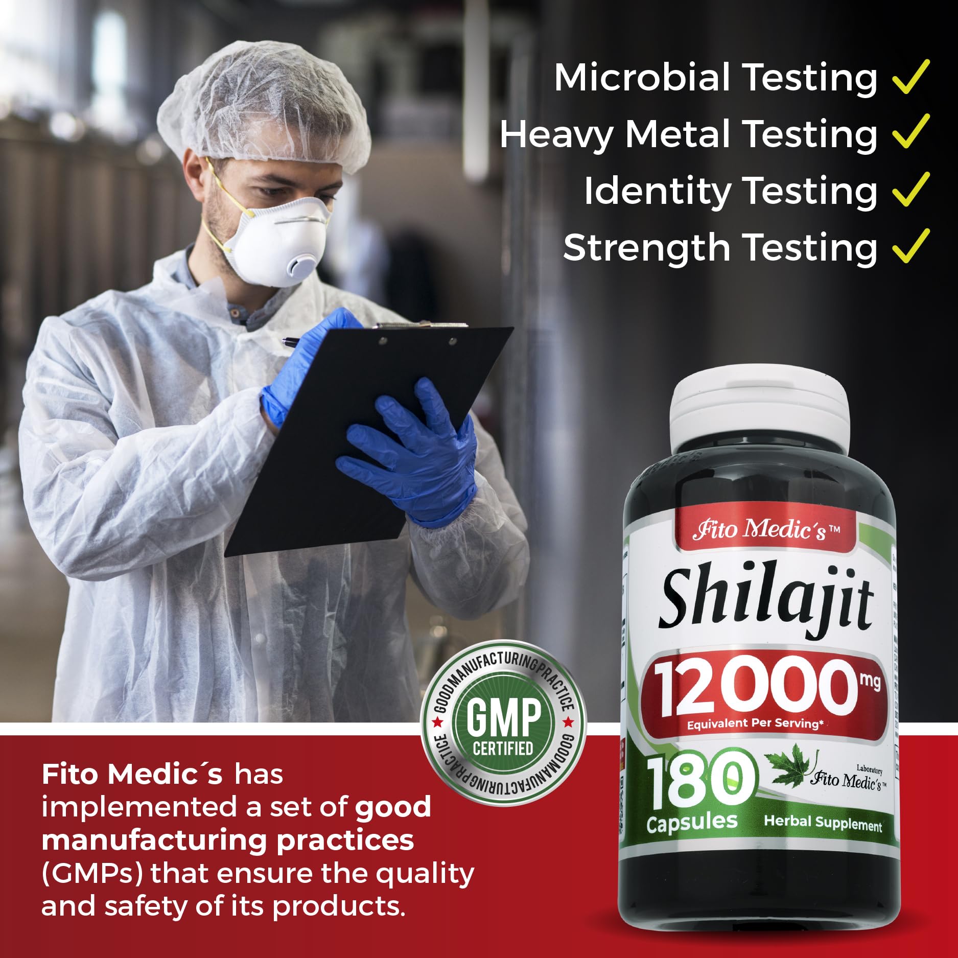 FITO MEDIC'S Shilajit Capsules with Himalayan mountains background