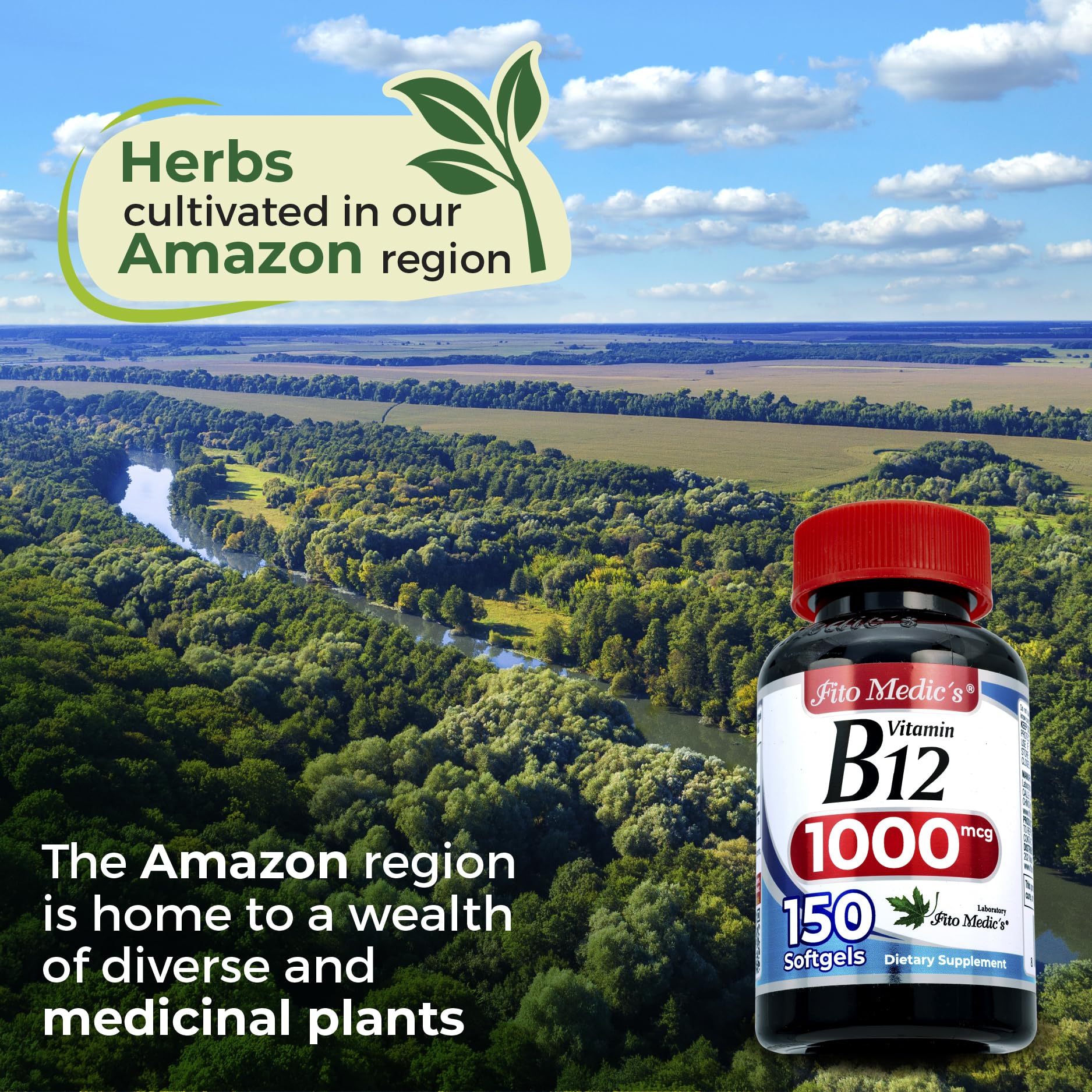 FITO MEDIC'S Vitamin B12 Supplement on a wooden table
