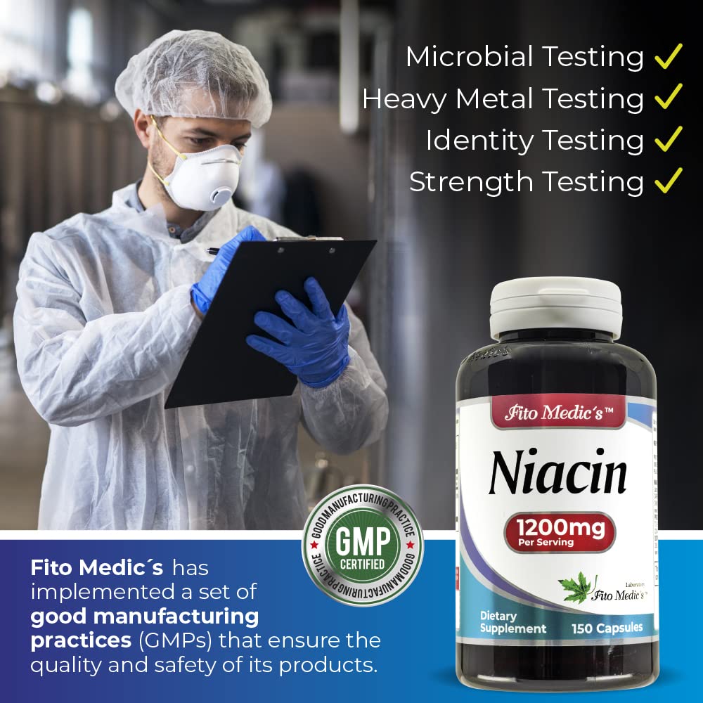 FITO MEDIC'S Vitamin B3 Niacin Capsules on a wooden surface