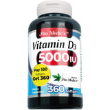 FITO MEDIC'S Vitamin D3 5000 IU Softgels bottle side view