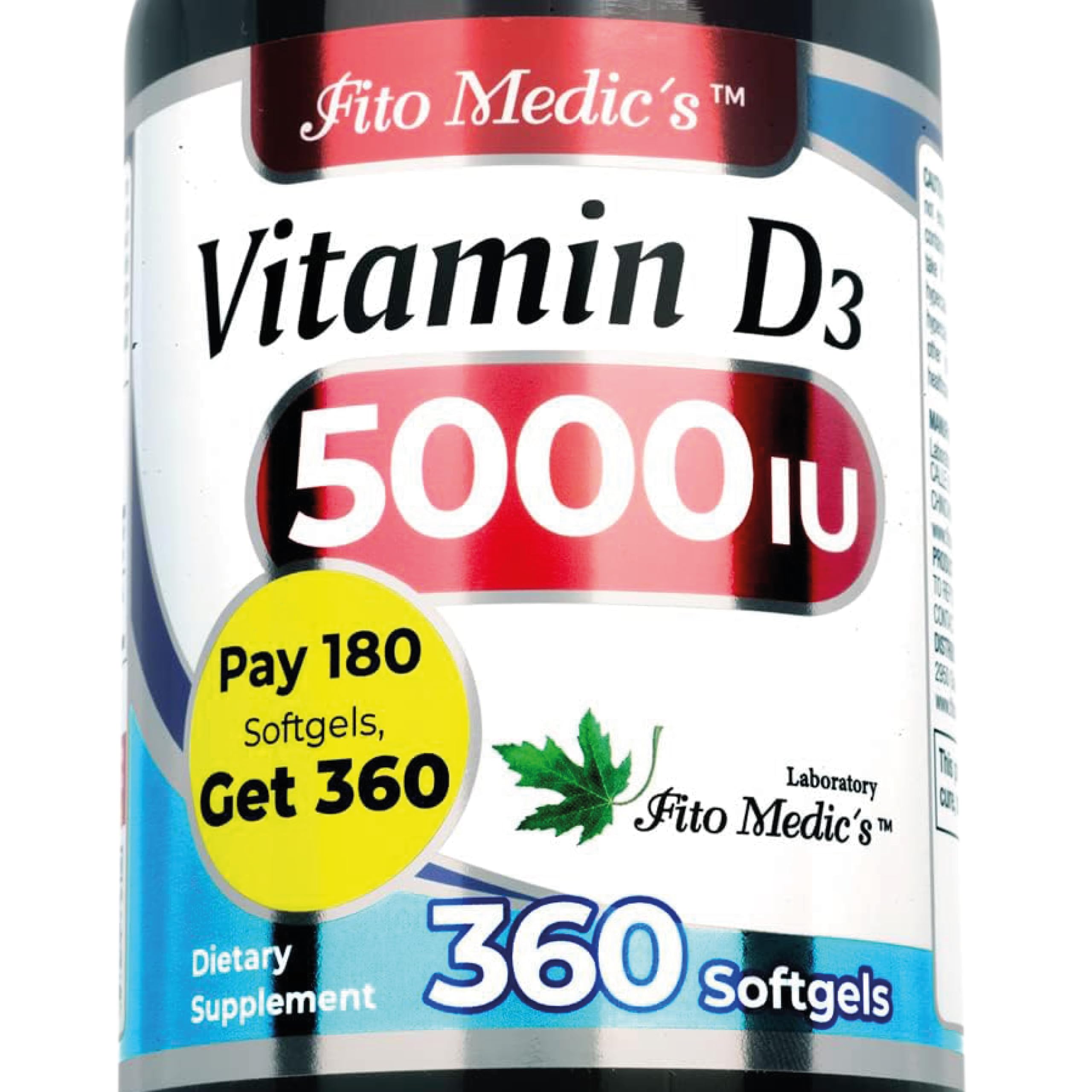 FITO MEDIC'S Vitamin D3 5000 IU Softgels front view