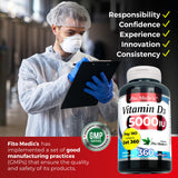 FITO MEDIC'S Vitamin D3 5000 IU Softgels on a wooden table
