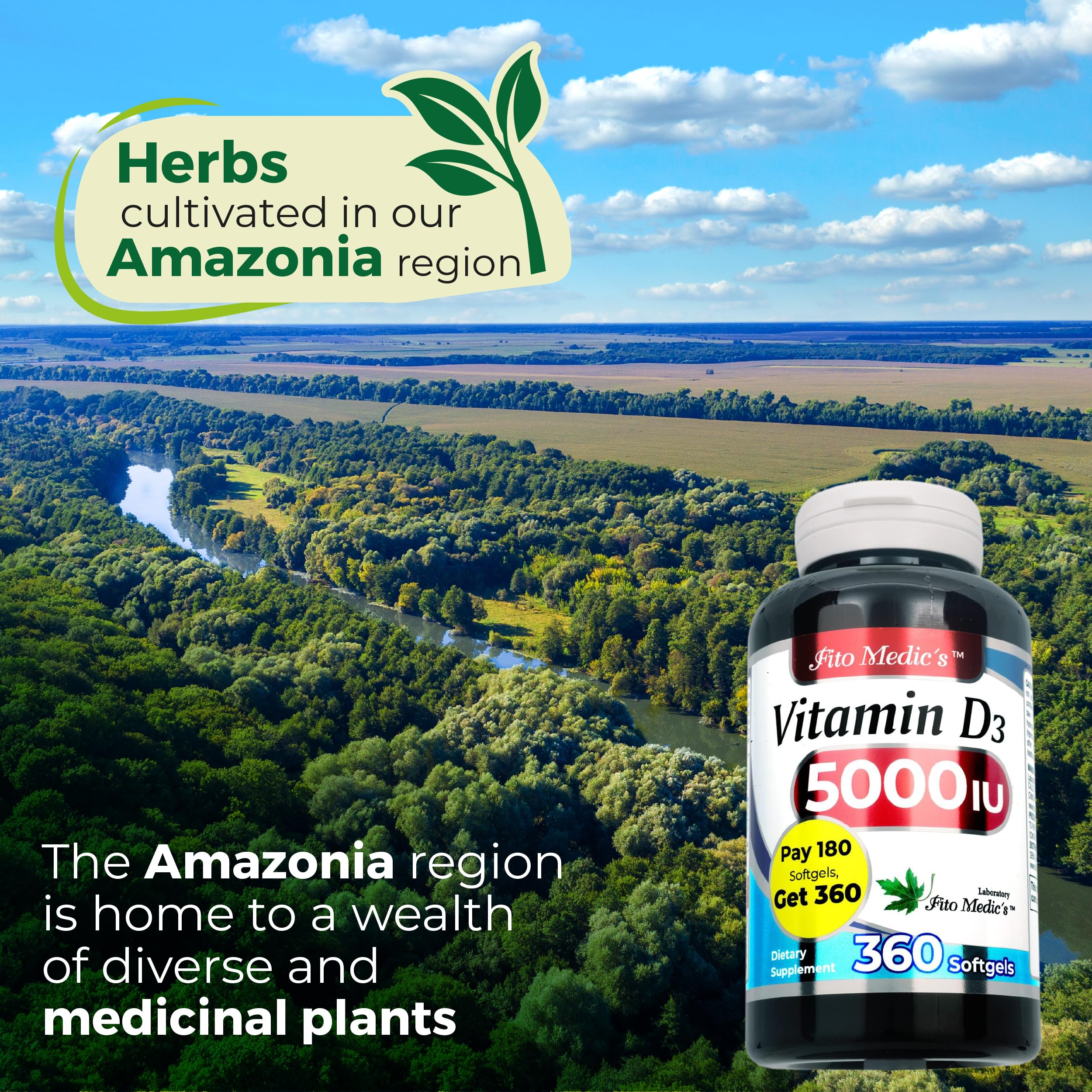 FITO MEDIC'S Vitamin D3 5000 IU Softgels with a measuring spoon