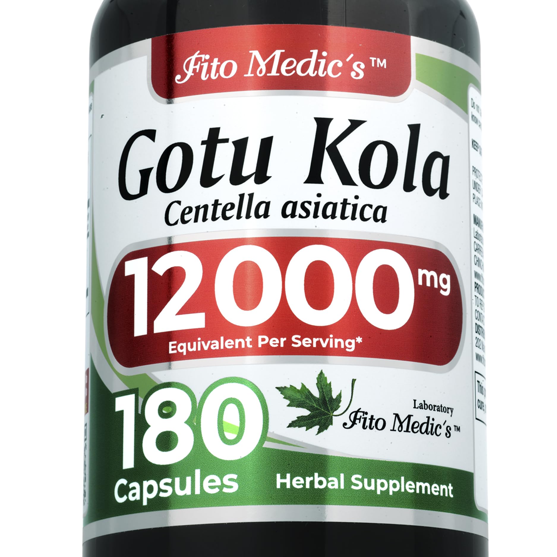 Fito Medics Gotu Kola 600mg herbal supplement bottle front view
