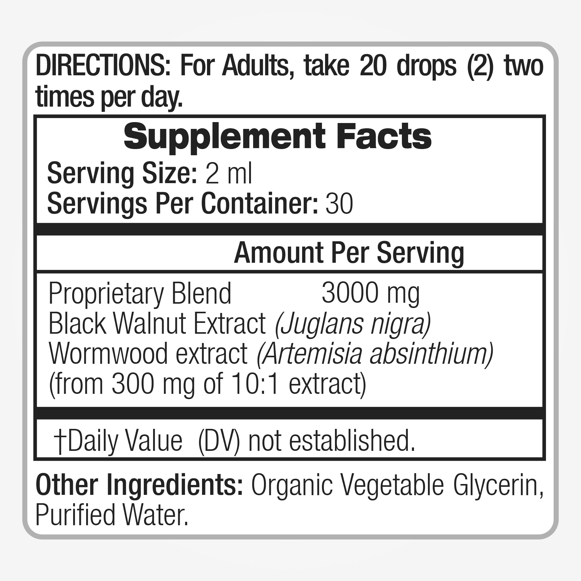 FITOMEDIC'S Black Walnut Wormwood Drops label details