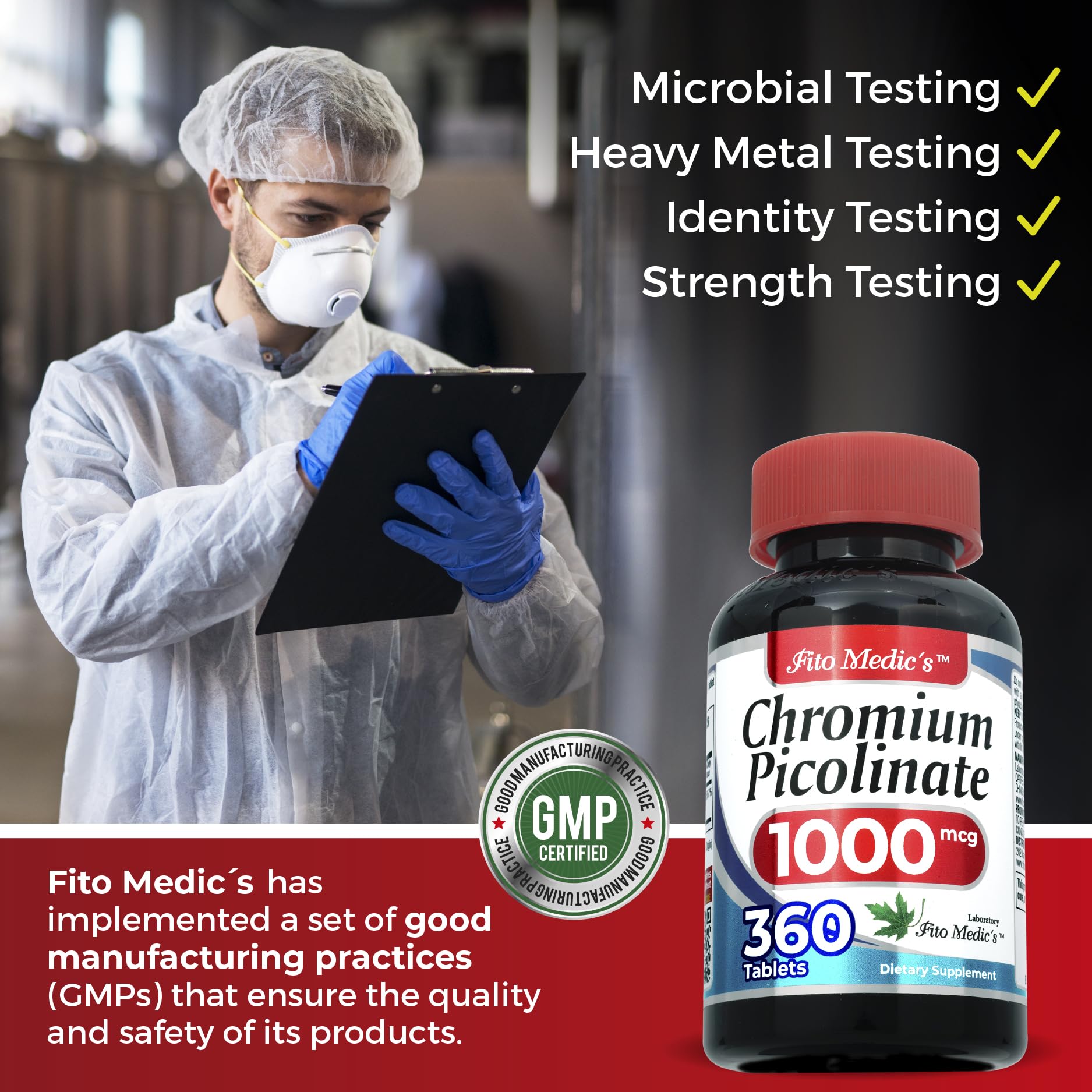 FITOMEDIC'S Chromium Picolinate bottle with dosage information