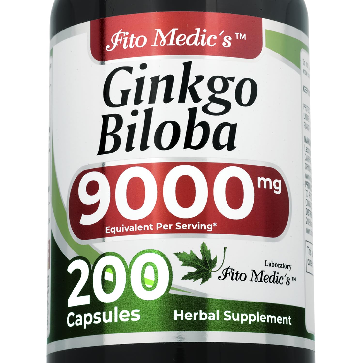 FITOMEDIC'S Ginkgo Biloba 200-capsule bottle front view
