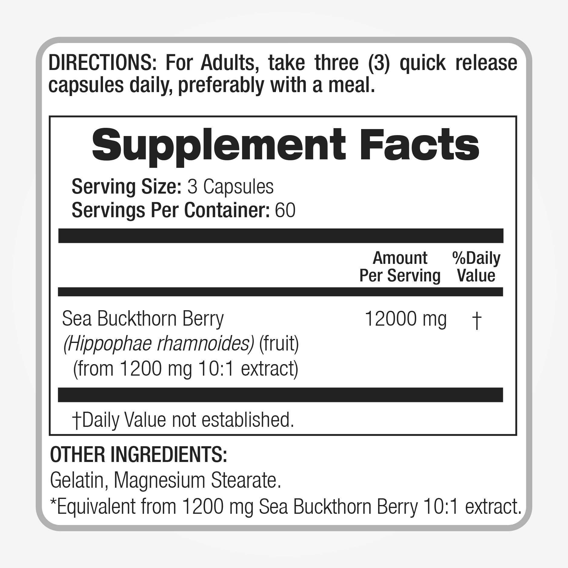 FITOMEDIC'S Sea Buckthorn Supplement bottle top view