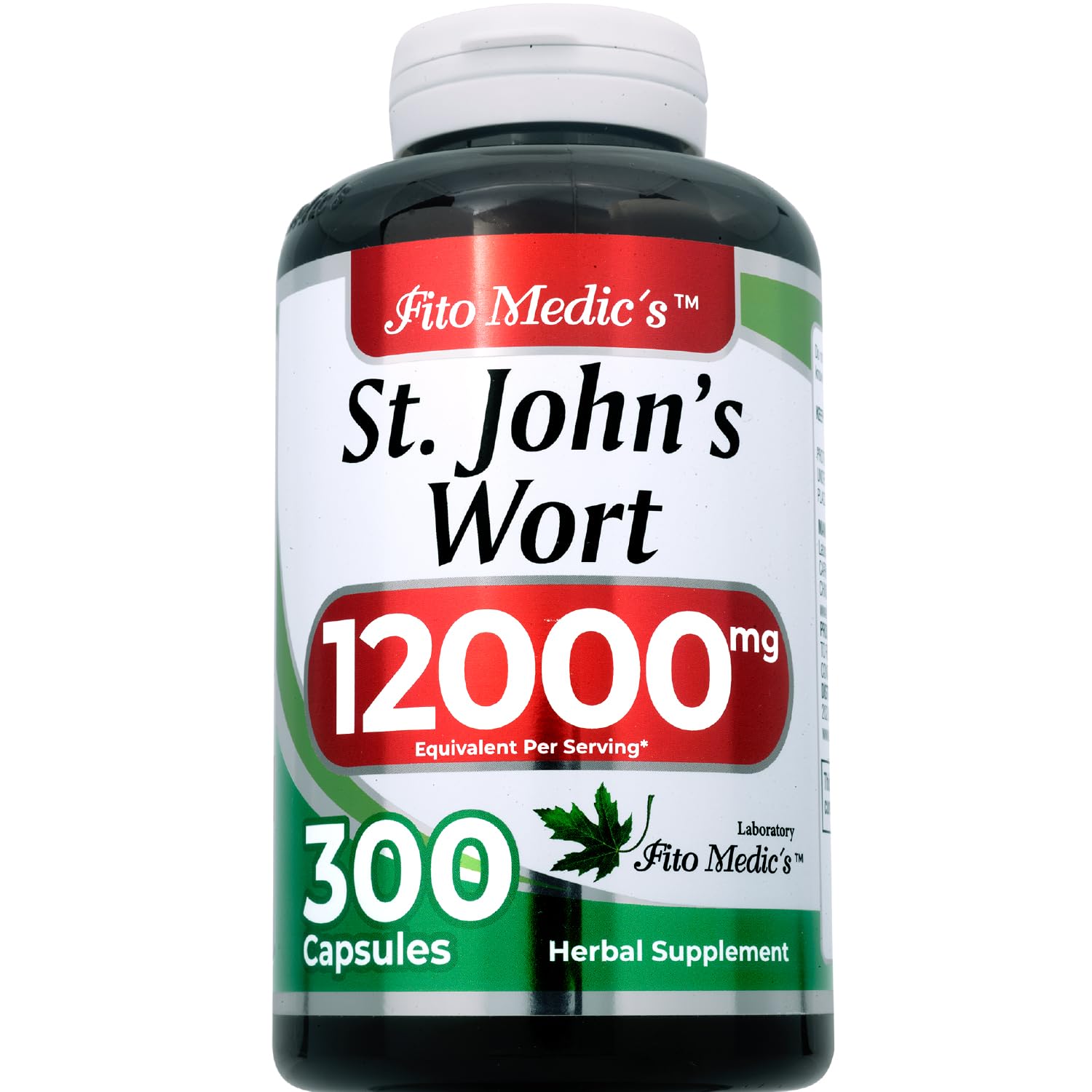 FITOMEDIC'S St. John's Wort 600mg 300 capsules bottle side view