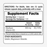 FITOMEDIC'S Vitamin B2 Riboflavin 400mg 120 Capsules bottle with label