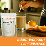 FitPowders Alpha-GPC Choline Powder lifestyle scene on a kitchen counter