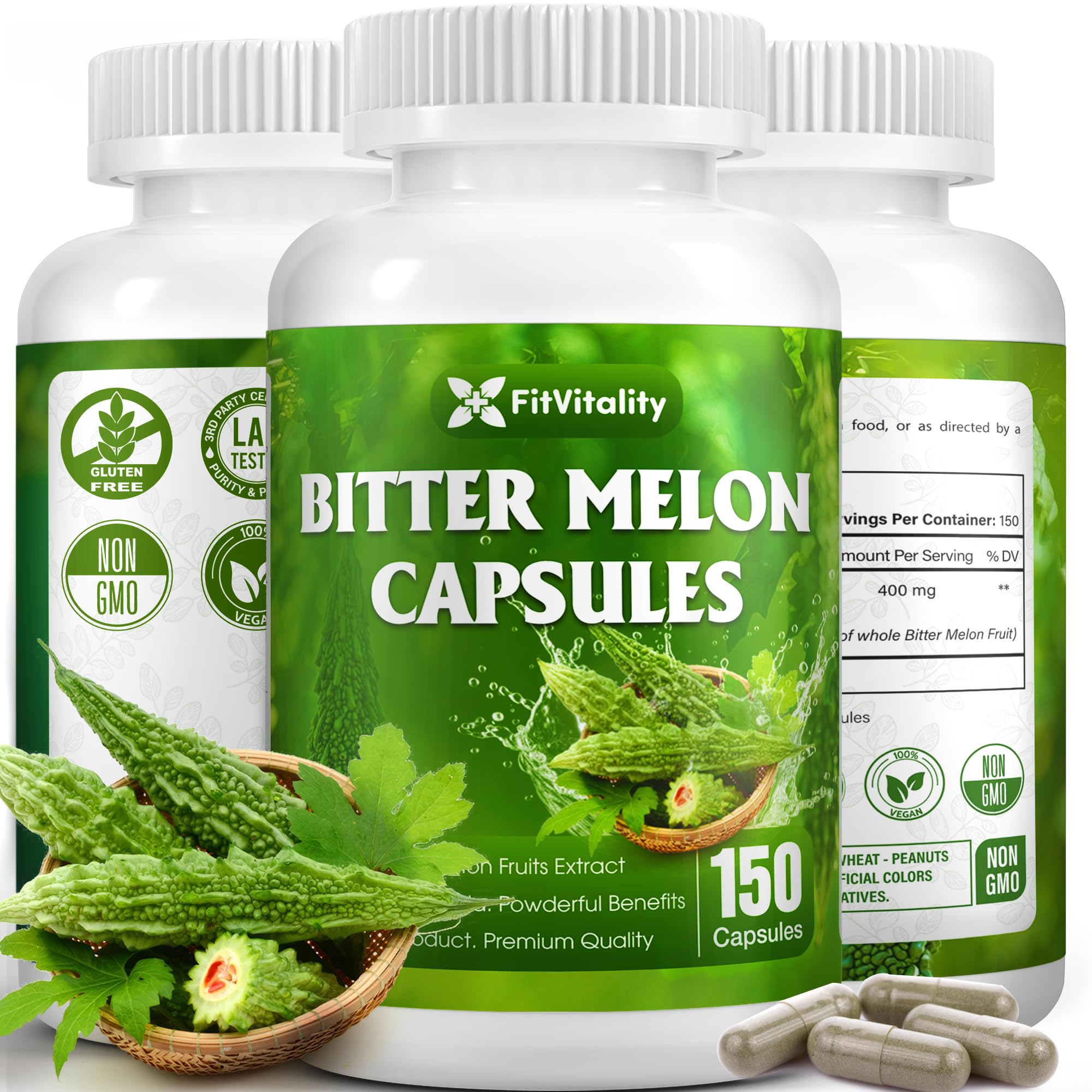 FitVitality Bitter Melon Capsules bottle front view