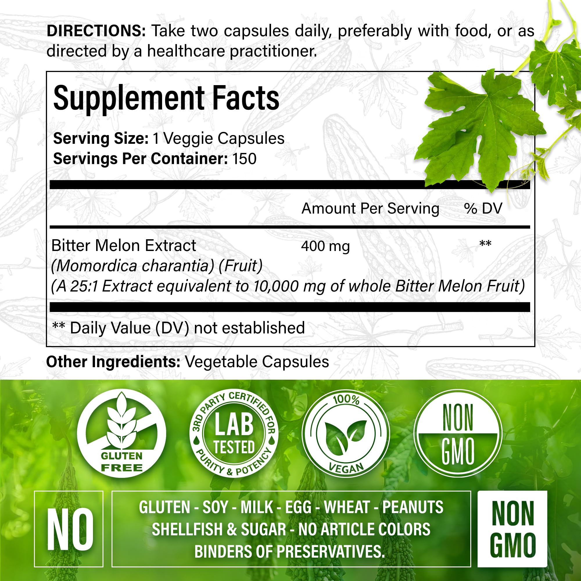 FitVitality Bitter Melon Capsules side view showing label