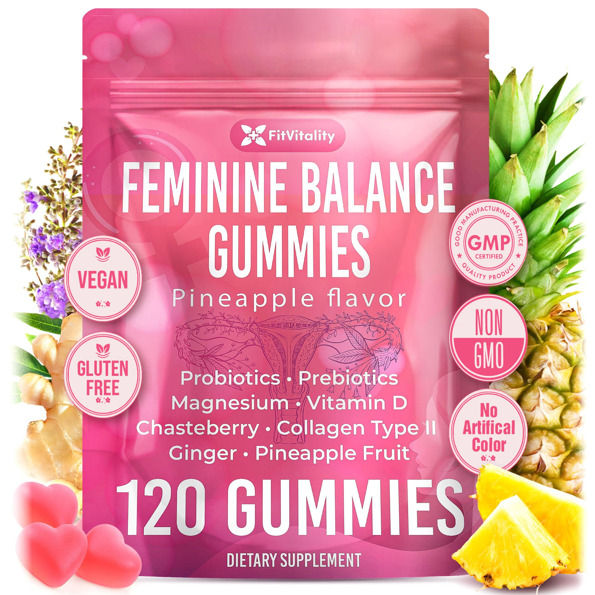 FitVitality Feminine Balance Gummies bottle front view
