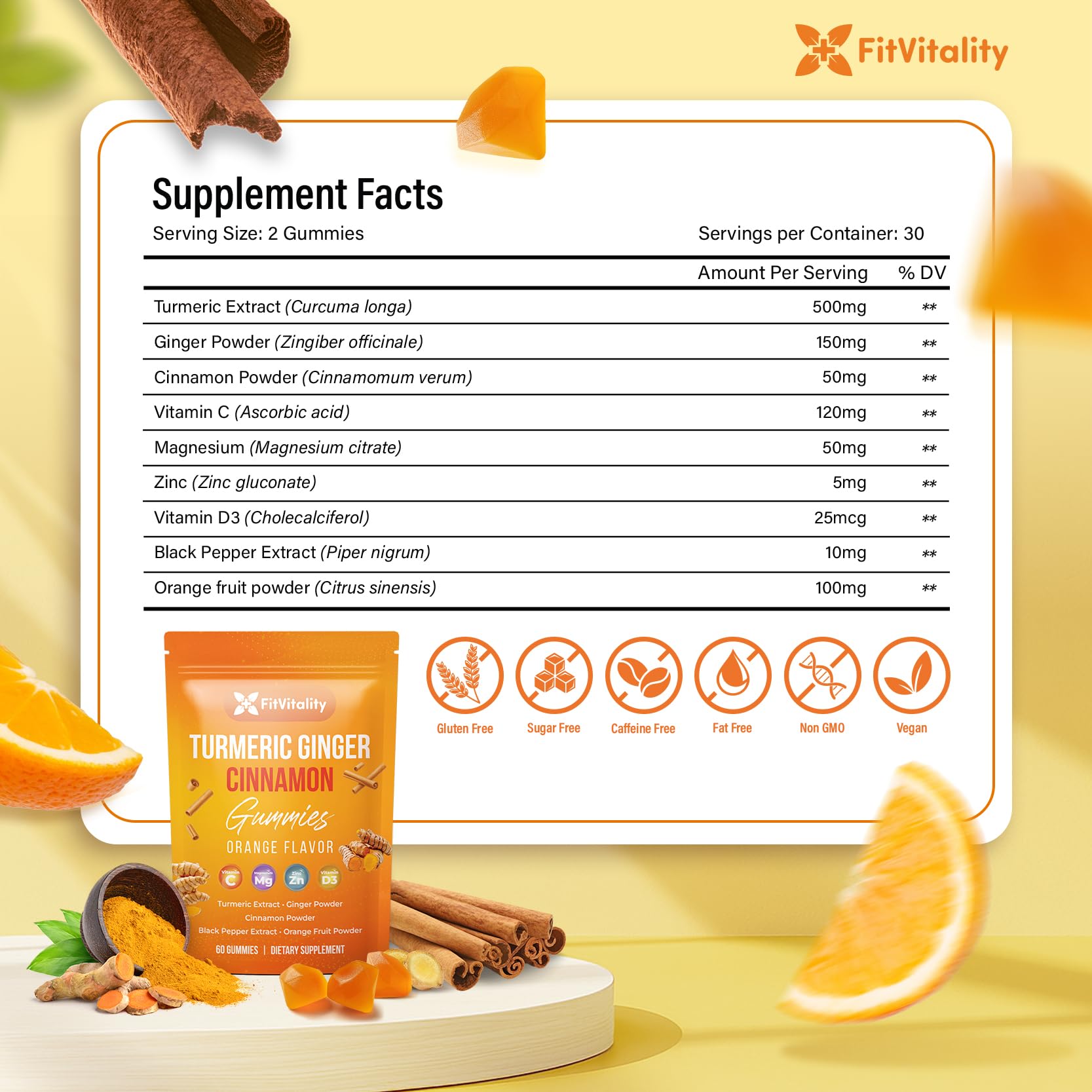 FitVitality Moringa Gummies packaging showing ingredients