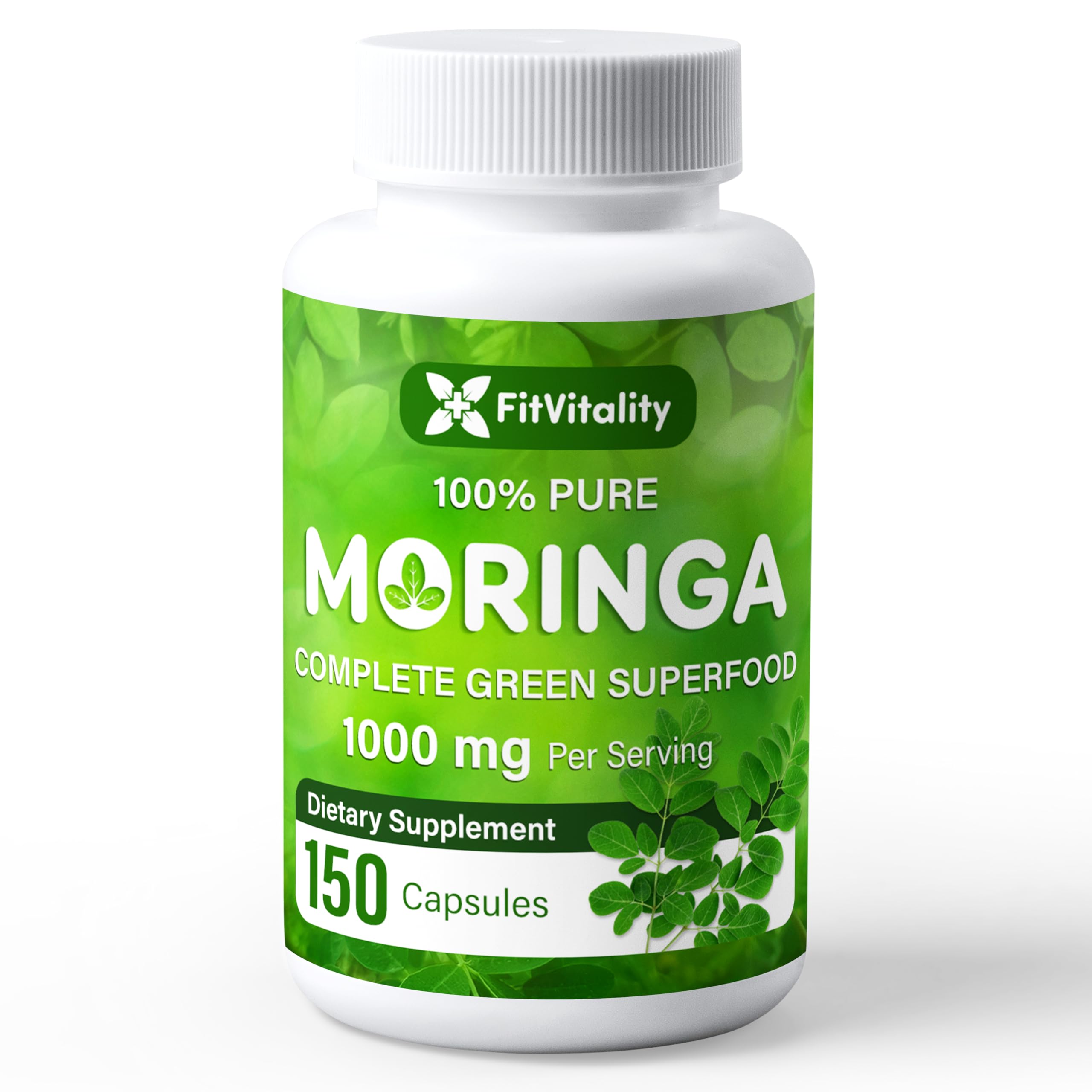 FitVitality Moringa Leaf Extract Capsules 1000mg front view