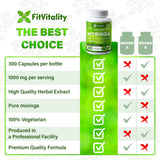 FitVitality Moringa Leaf Extract Capsules 1000mg with measuring spoon