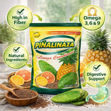 Five Brothers Piñalinaza Colon Cleanse Fiber Powder with fresh pineapple slices