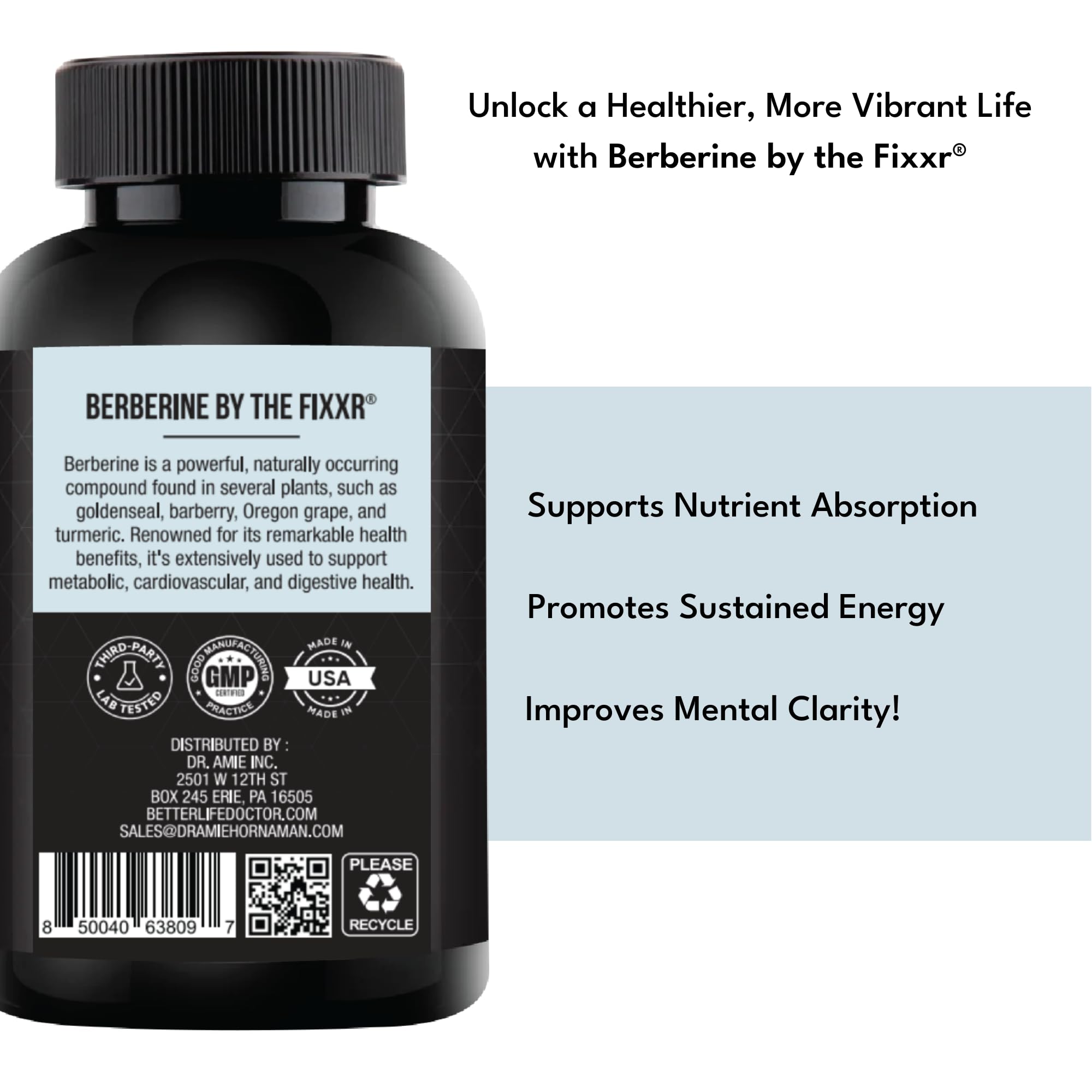 Fixxr Daily Wellness Support Capsules 600mg Berberine opened bottle