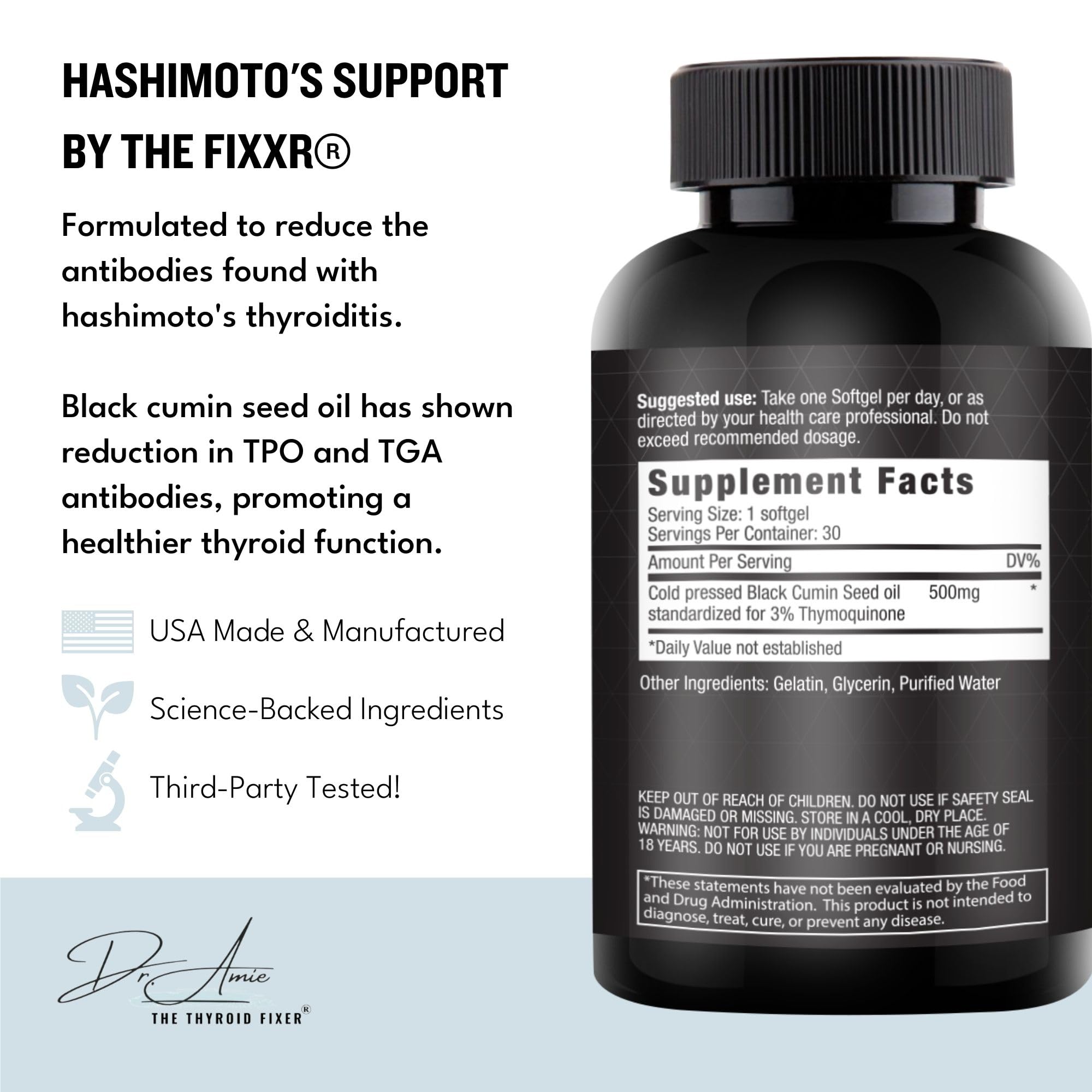 Fixxr Hashimoto Support soft-gel bottle side view