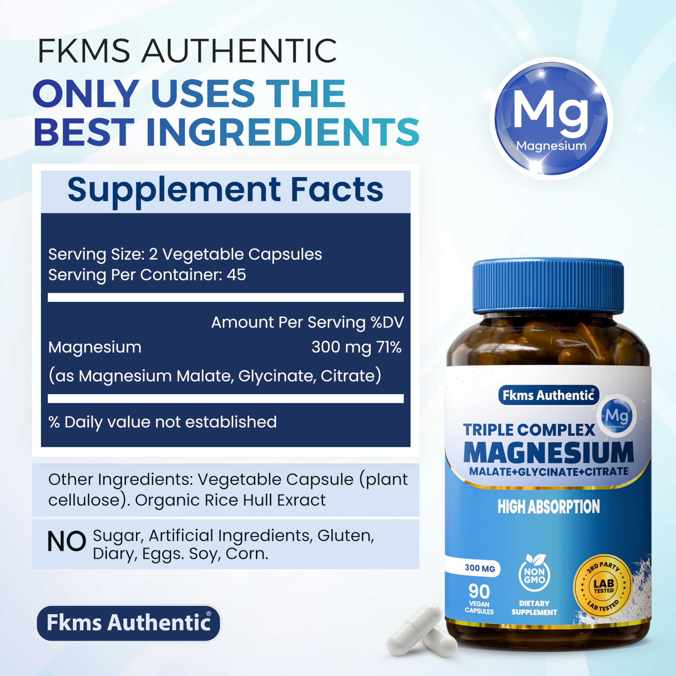 FKMS AUTHENTIC Magnesium Supplement on a wooden table
