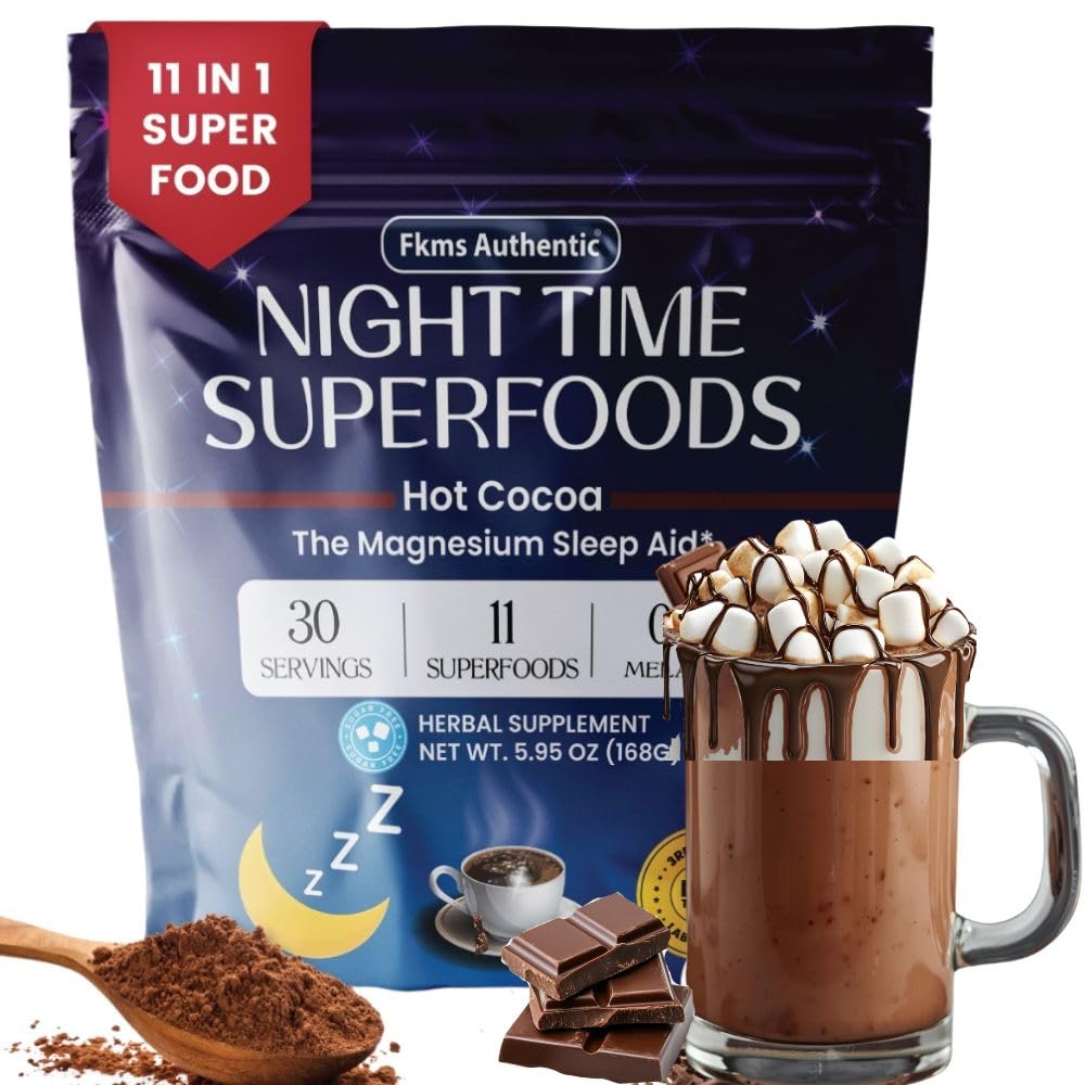 FKMS AUTHENTIC Nighttime Magnesium Hot Cocoa front view with packaging