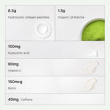 FKRO Matcha Collagen Supplement in a glass of water