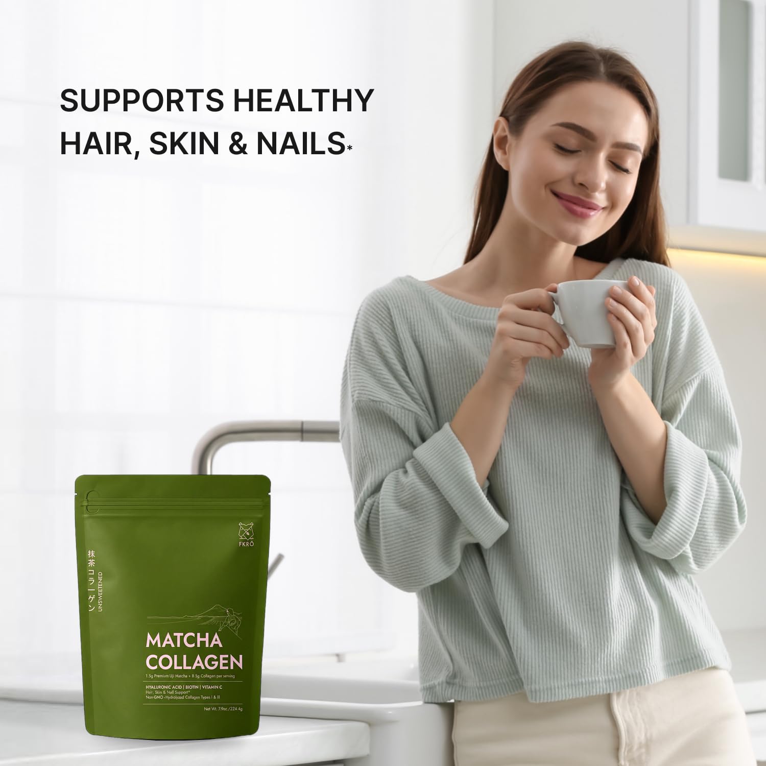 FKRO Matcha Collagen Supplement packaging