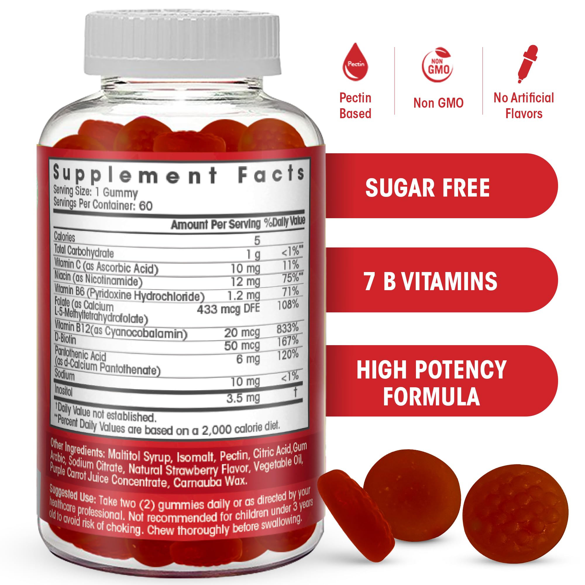 Flamingo Supplements B Complex Gummies strawberry flavour gummies