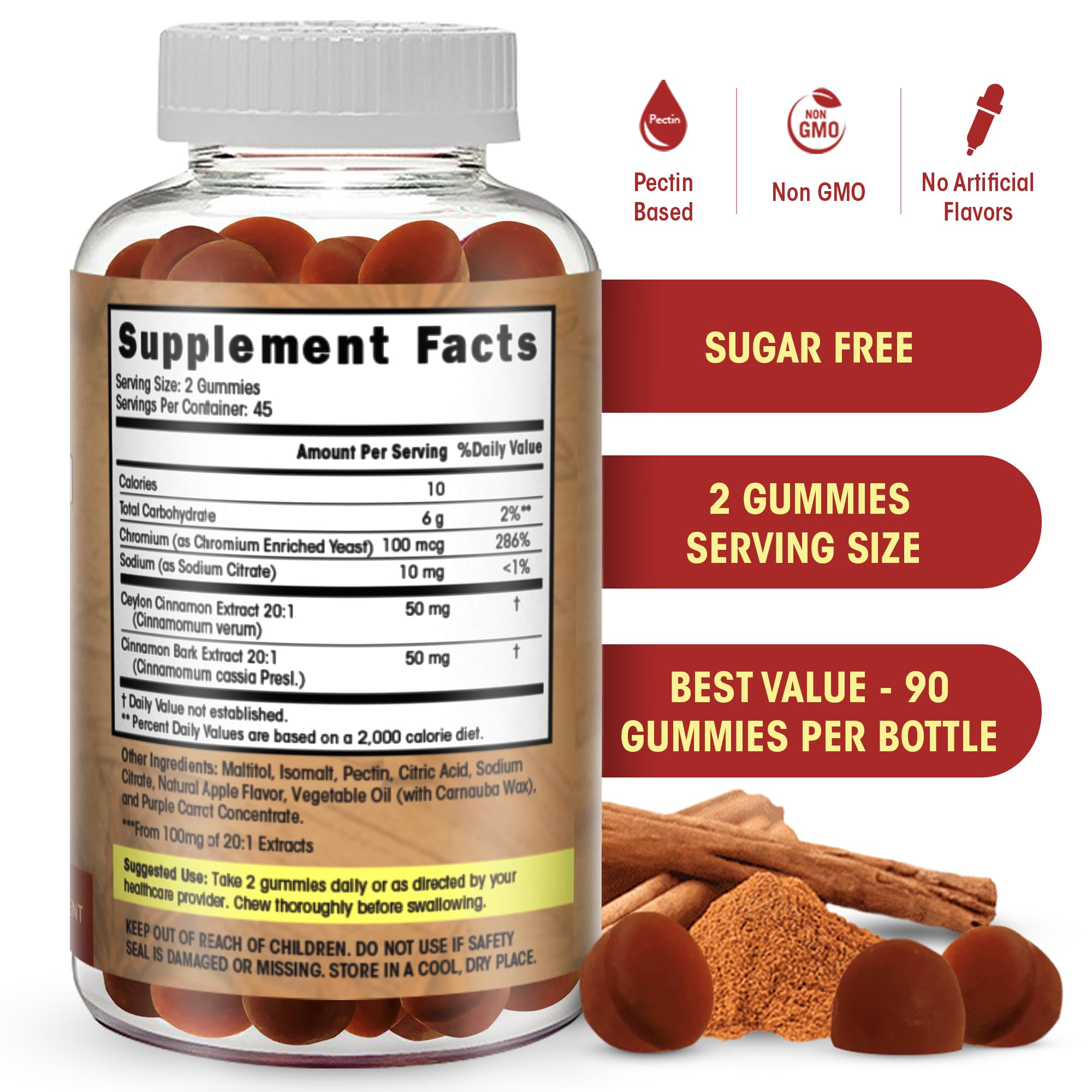 Flamingo Supplements Cinnamon Bark 90 Count Bottle side view