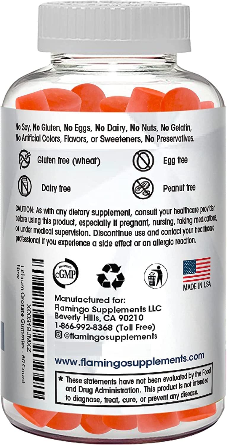 Flamingo Supplements Lithium Orotate 5mg Gummies with fresh strawberries