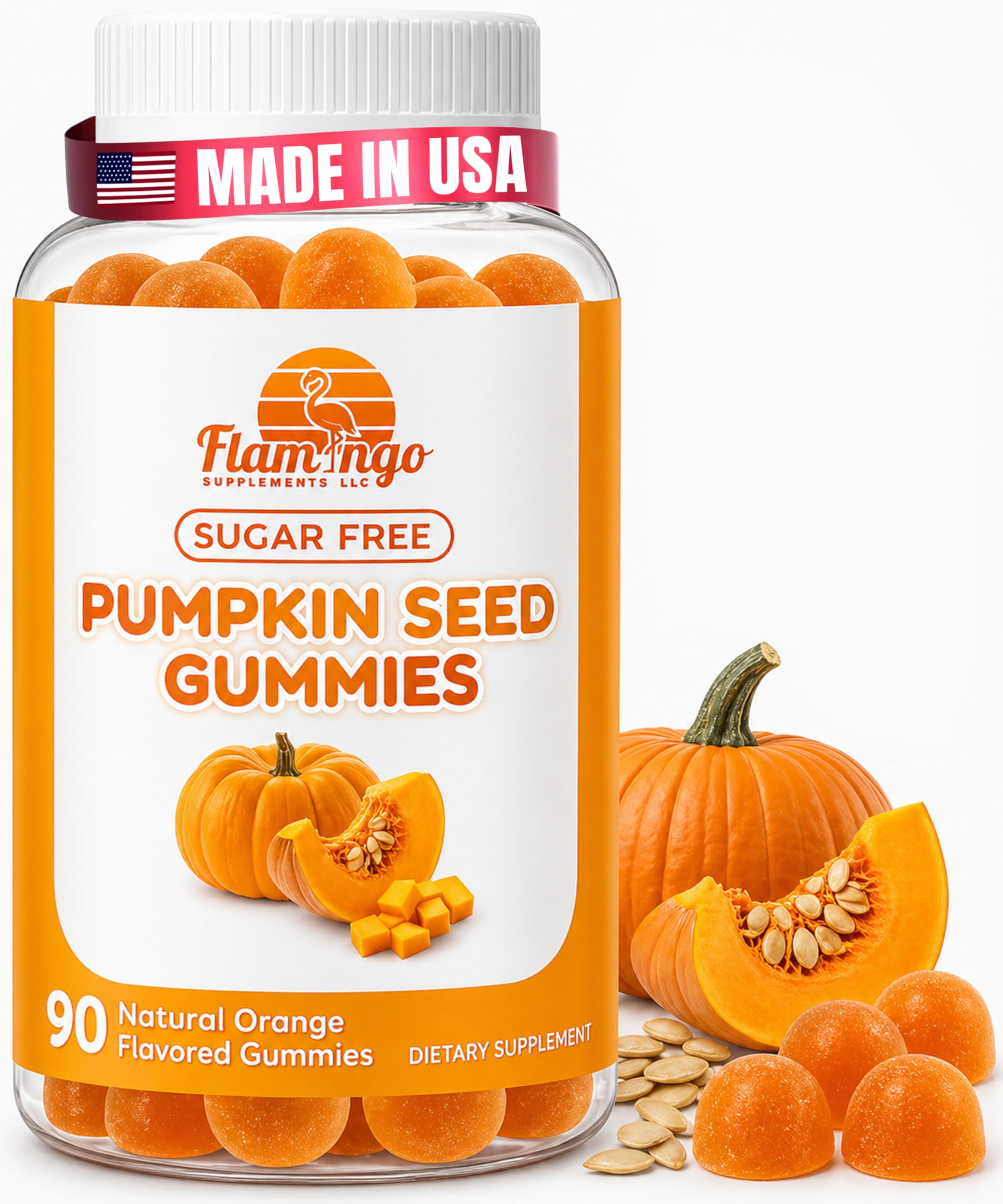 Flamingo Supplements Pumpkin Seed Oil Gummies bottle front view