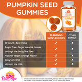 Flamingo Supplements Pumpkin Seed Oil Gummies on a wooden table