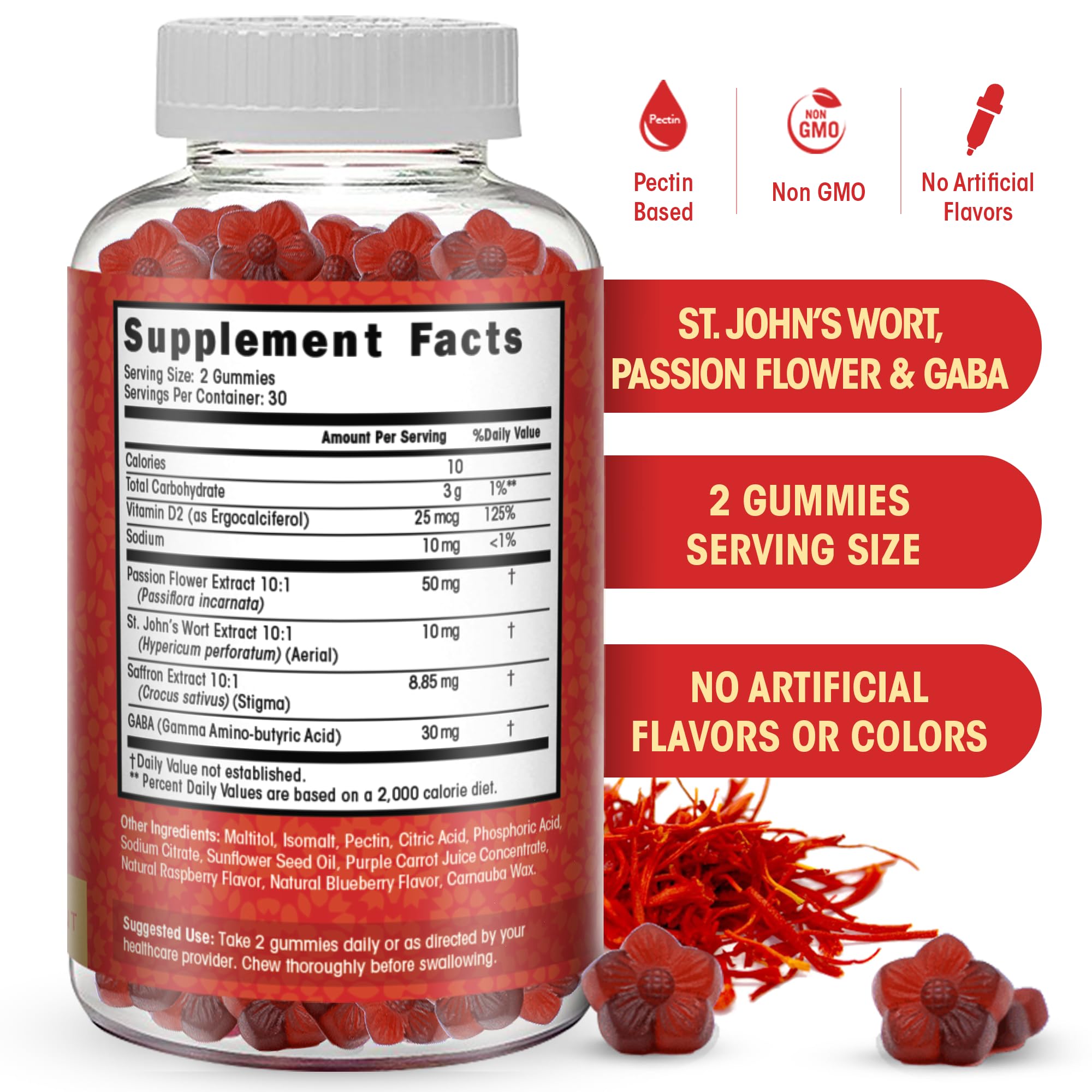 Flamingo Supplements saffron gummies apple flavour close-up
