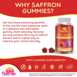 Flamingo Supplements saffron gummies in a bowl with fresh apples