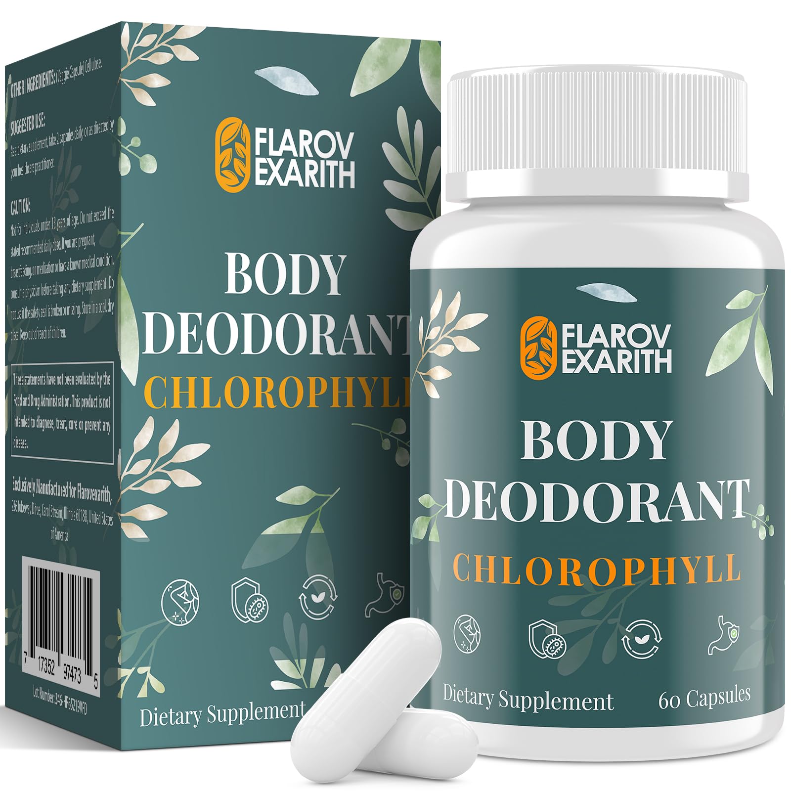 Flarovexarith Chlorophyll Capsules front view with packaging