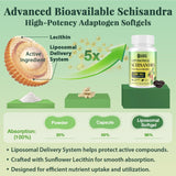 Flarovexarith Liposomal Schisandra 1200mg softgels on a wooden table