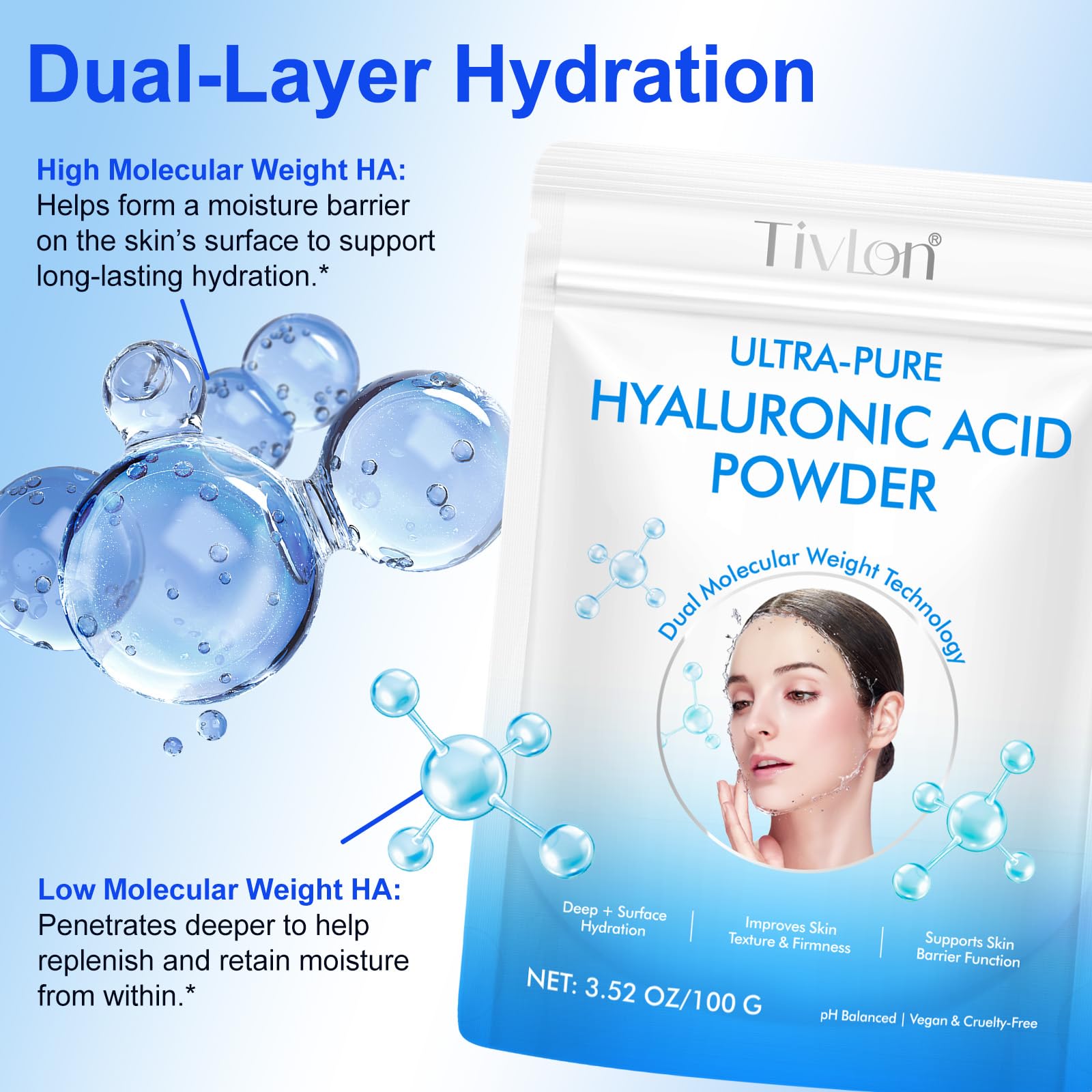 flasture Hyaluronic Acid Powder packaging side view