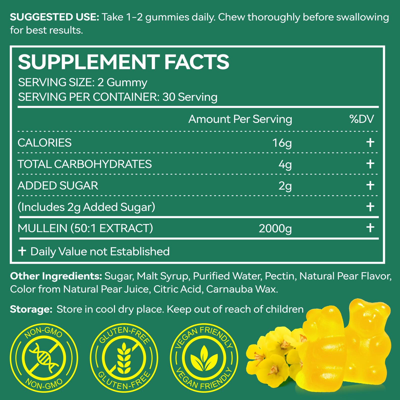 flasture Mullein Gummies with other herbal supplements