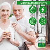 flasture Organic Moringa Capsules with a glass of water