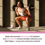 Flat Tummy Pre Workout Powder 240g on a fitness mat