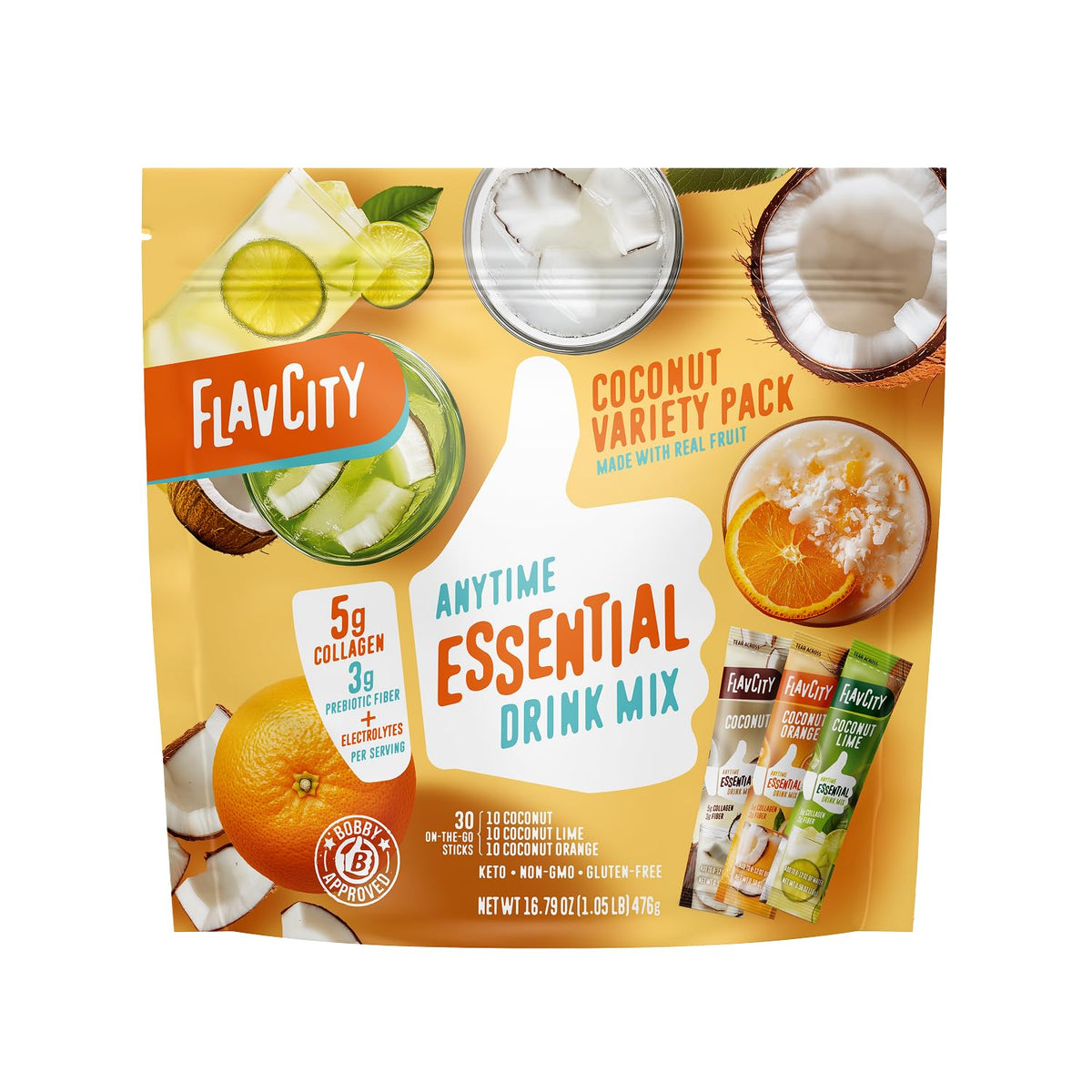 FlavCity Collagen Drink Mix Powder front view packaging