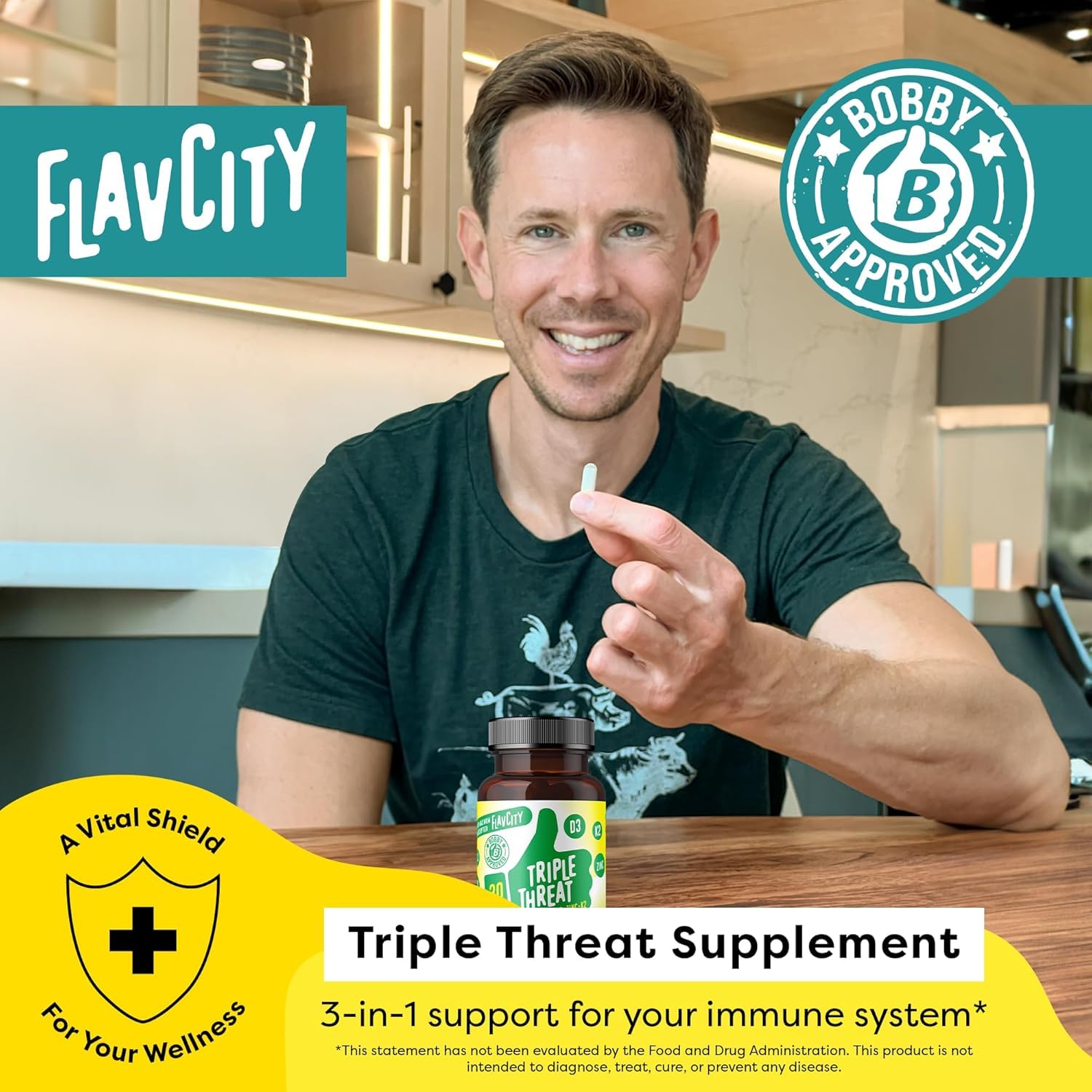 FlavCity Triple Threat Vitamin D3 K2 Zinc Supplement side view