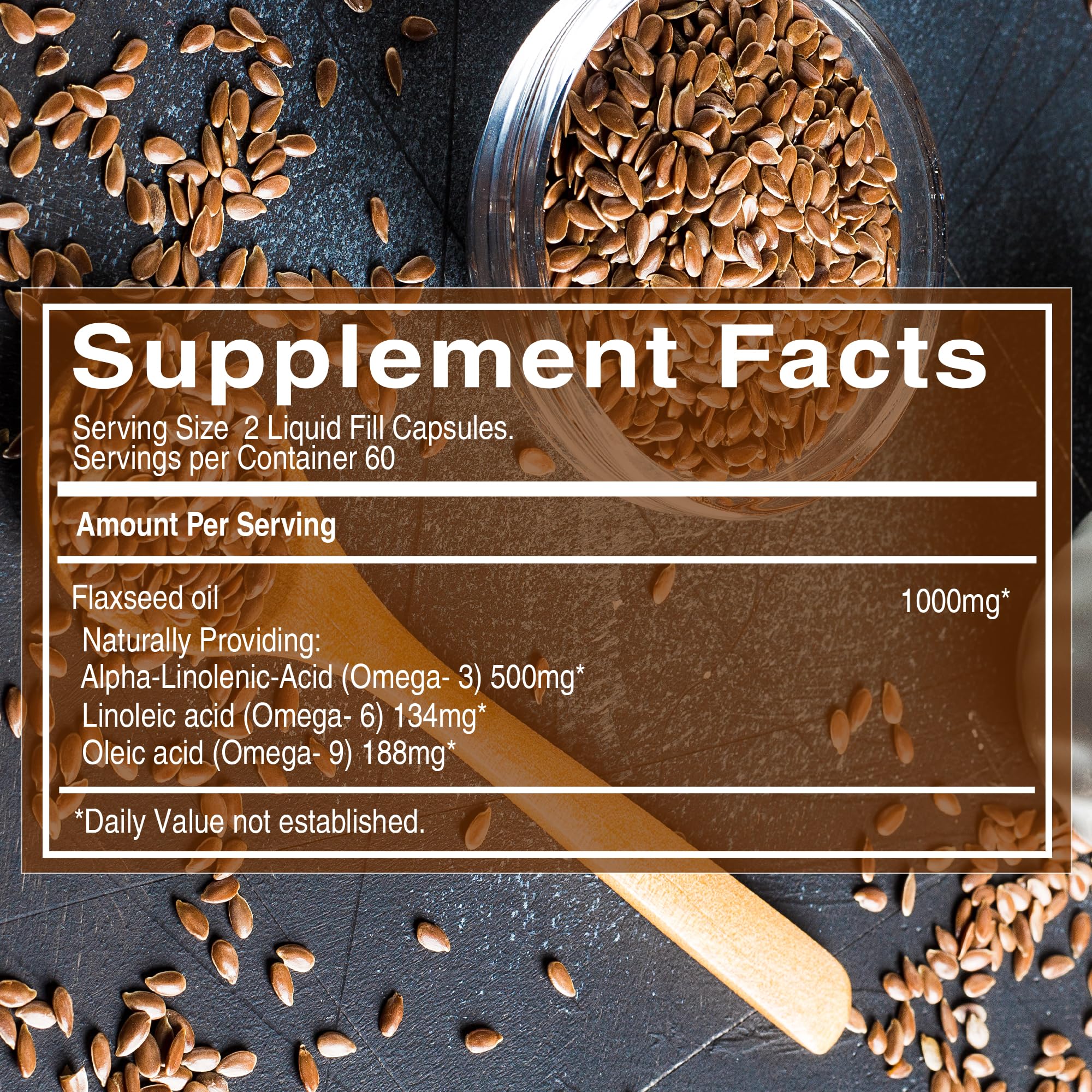 Flaxseed Oil 109g back view with nutritional information