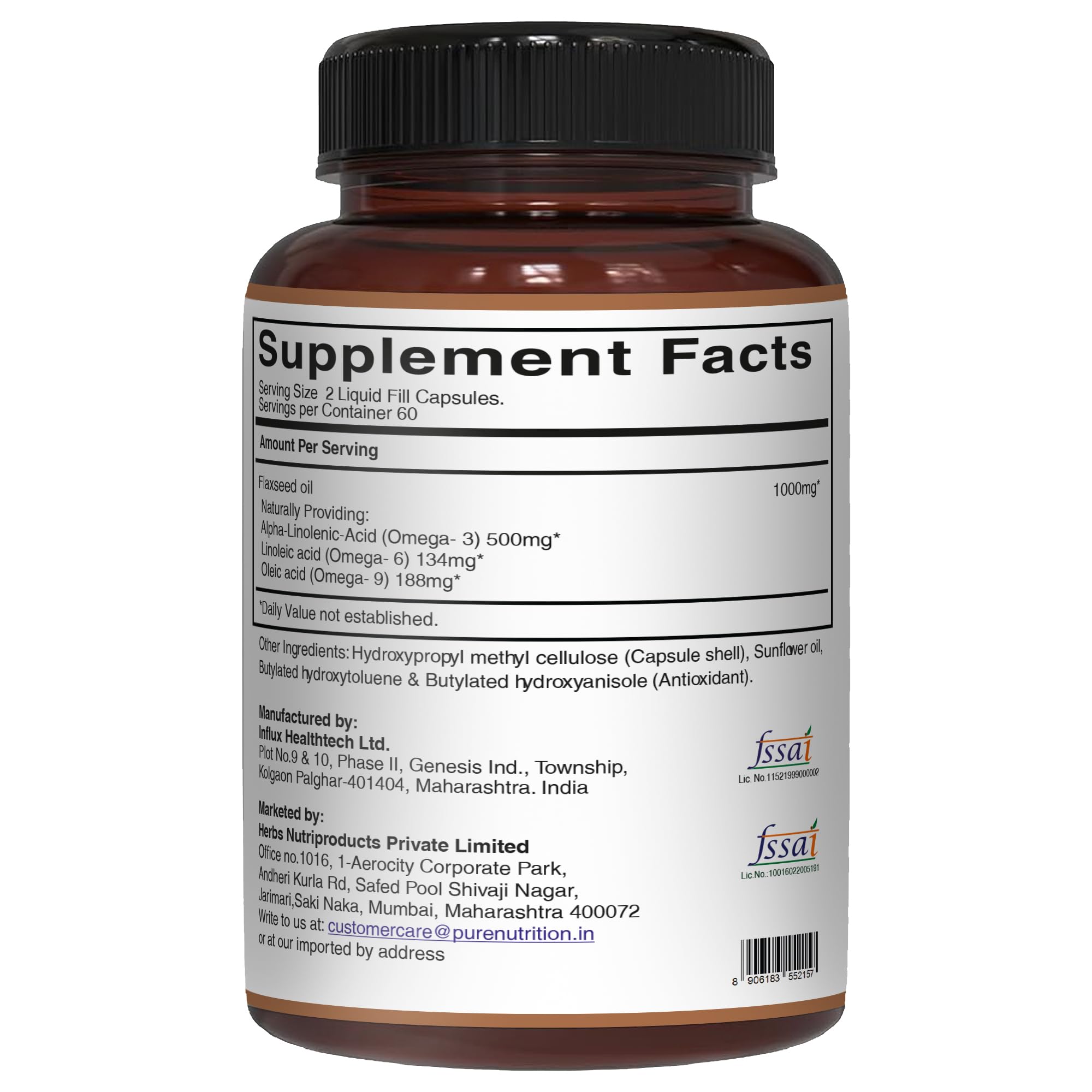 Flaxseed Oil 109g with a measuring spoon