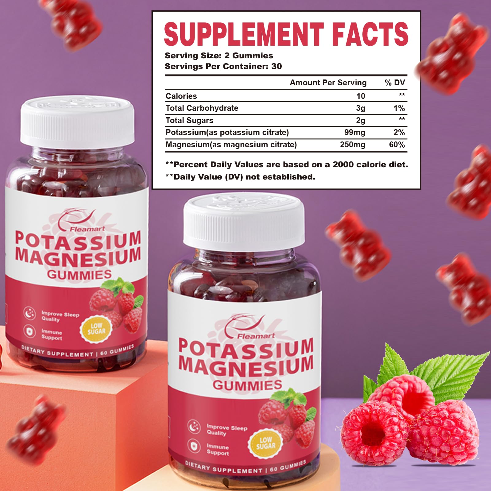 Fleamart Magnesium Citrate Gummies with a measuring spoon