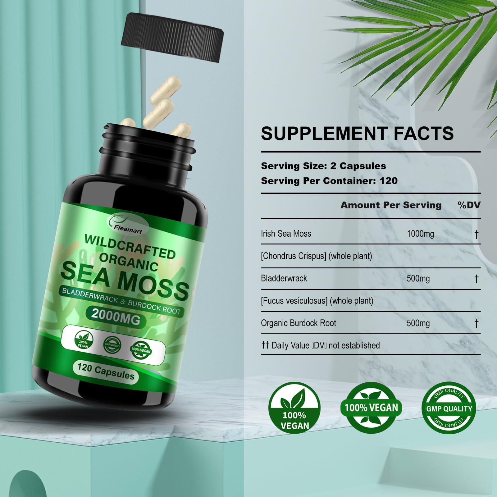 Fleamart Sea Moss Capsules side view