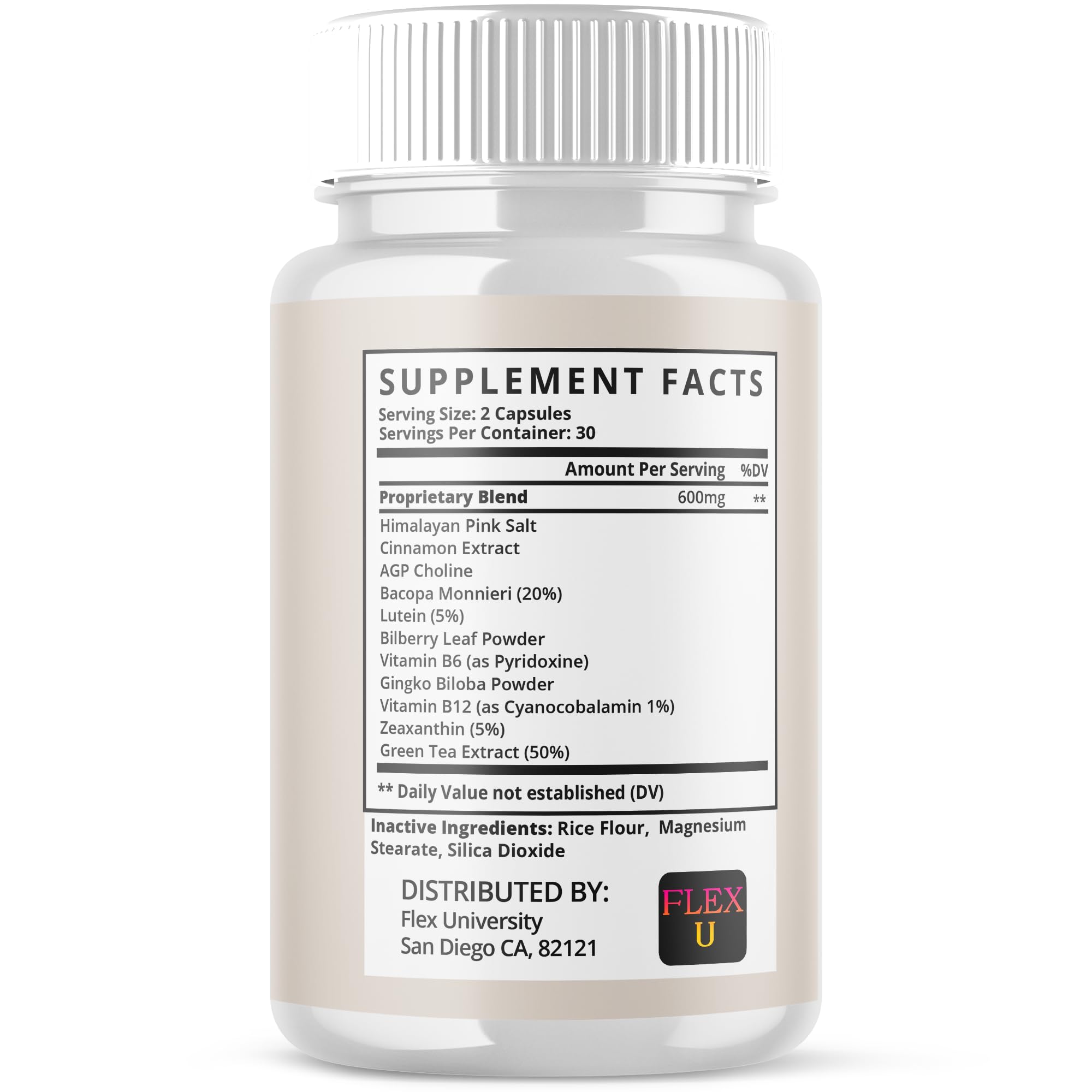 Flex University Core Strength Capsules opened bottle